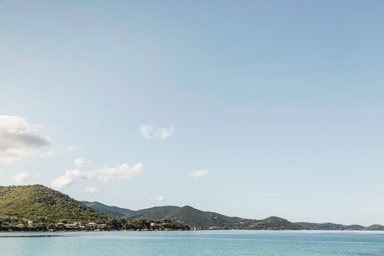Mediterranean urban landscapes in summer. Corsica, France