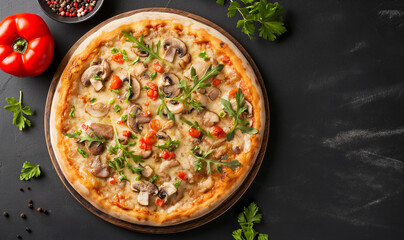 pizza with mushrooms and vegetables