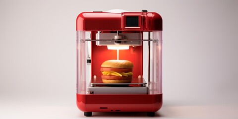 Technology for 3D printing a hamburger on a printer. Modern technologies for printing products for...