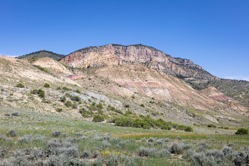 South face landscape of Sheep Mountain in northwest wilderness Wyoming during spring, USA.