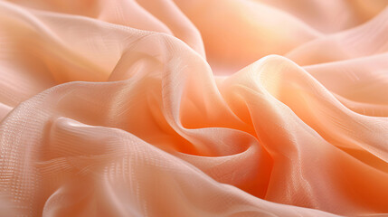 Abstract and Dynamic Composition of Soft Peach Fuzz Fabric Folds in Close-Up, Enhanced by Realistic 3D Rendering Techniques