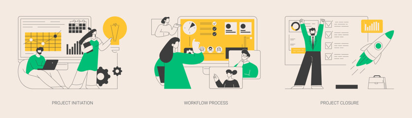 Project implementation abstract concept vector illustrations.