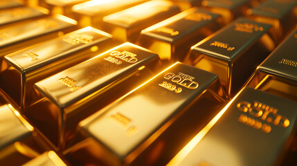 Investment Security: Stack of Glittering Gold Bars