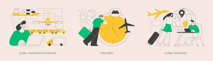 International business coordination abstract concept vector illustrations.