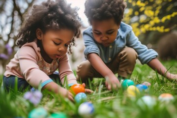 Children's Easter Egg Hunt Party | Pastel Tones | Cute Outfits | Bunting Decoration | Family Gathering Together | Rustic Cottagecore