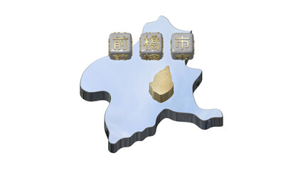 [アルファチャンネル]前橋の地形を強調する群馬県の3D平衡投影図形