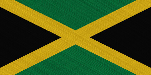 Flag of Jamaica on a textured background. Concept collage.