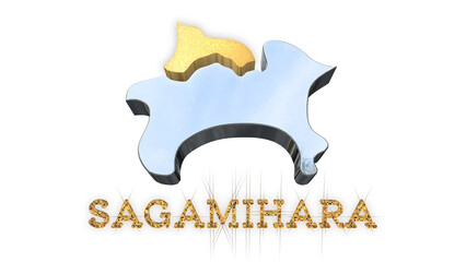 [アルファチャンネル]相模原の地形を強調する神奈川県の3D透視投影図形