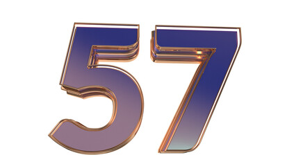 Purple gold 3d number 57