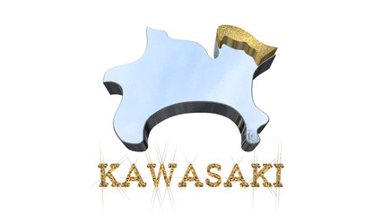 [アルファチャンネル]川崎の地形を強調する神奈川県の3D透視投影図形