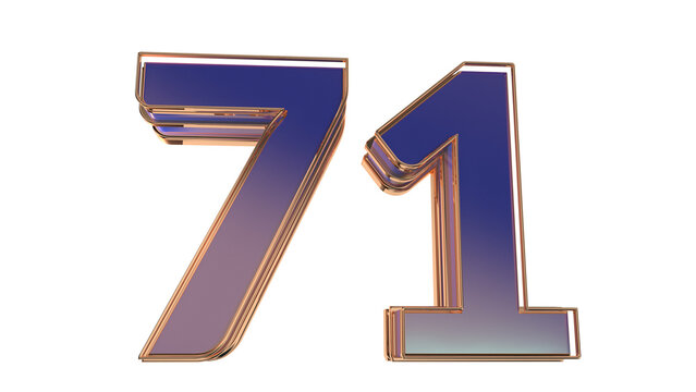 Purple gold 3d number 71