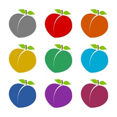 Peach logo  icon isolated on white background. Set icons colorful