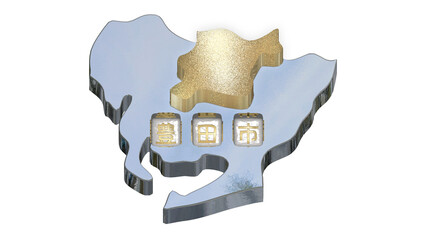 [アルファチャンネル]豊田の地形を強調する愛知県の3D平衡投影図形