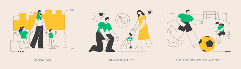 Parenting roles abstract concept vector illustrations.