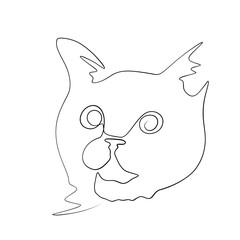 Continuous drawing of lines. line art of cat head Vector minimalist