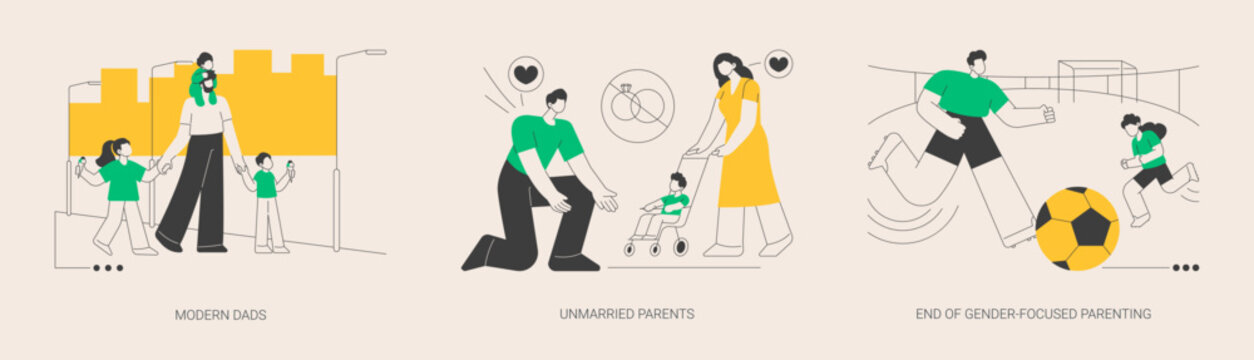 Parenting roles abstract concept vector illustrations.