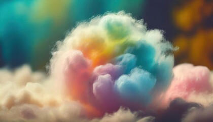  cloud bubble made of fluffy wool, pastel colors, rainbow,