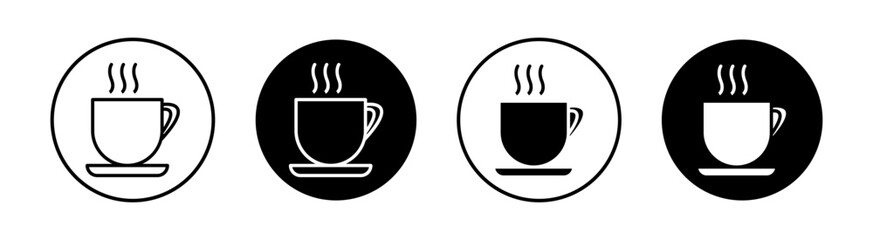 Hot drinks flat line icon set. Hot drinks Thin line illustration vector
