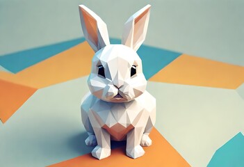 bunny rabbit  portrait. Abstract low poly design. Vector illustration