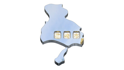 [アルファチャンネル]尼崎の地形を強調する兵庫県の3D平衡投影図形