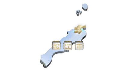[アルファチャンネル]松江の地形を強調する島根県の3D平衡投影図形