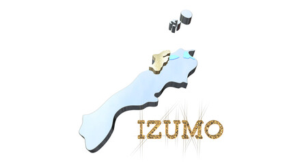 [アルファチャンネル]出雲の地形を強調する島根県の3D透視投影図形