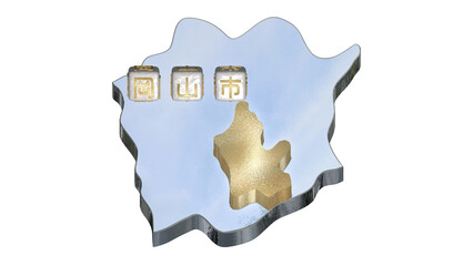 [アルファチャンネル]岡山の地形を強調する岡山県の3D平衡投影図形