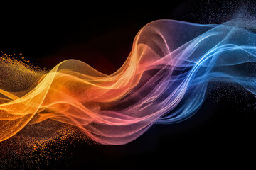 Fototapeta premium wallpaper illustration of colorful lines forming waves with abstract patterns on white & black background, Artificial Intelligence