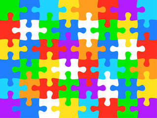 48 colorful jigsaw puzzle pieces background vector.