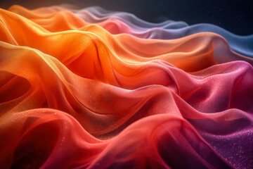 Obraz premium wallpaper illustration of colorful lines forming waves with abstract patterns on white & black background, Artificial Intelligence