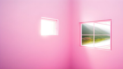 pink room with window