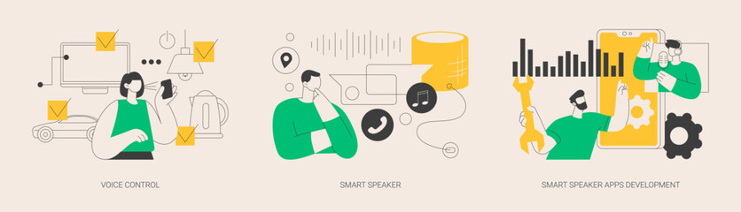 Speech recognition technology abstract concept vector illustrations.