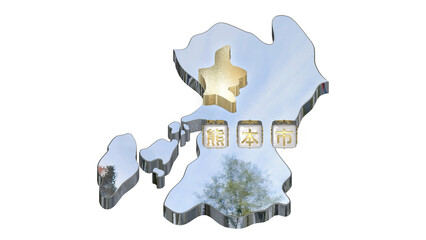 [アルファチャンネル]大分の地形を強調する大分県の3D平衡投影図形