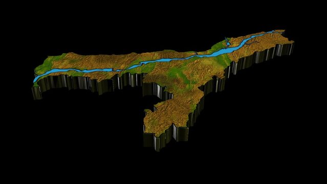 Assam Map in 3D HD Animation with Alpha Channel