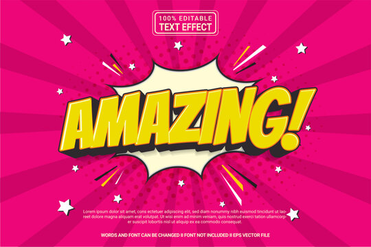 Editable text effect Amazing! 3d cartoon template style modern premium vector