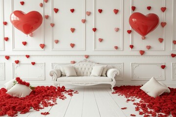 Valentine's Day Heart Balloons and Roses Decor