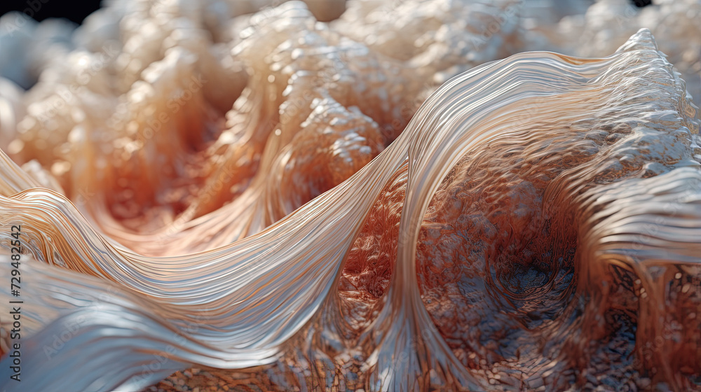 Aufkleber Scientific abstraction with futuristic textured tissue waves. Tech background with close-up wave bio texture