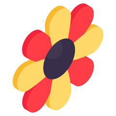 Vector design of flower petal, isometric icon 