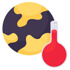 Thermometer with globe denoting concept of global temperature 
