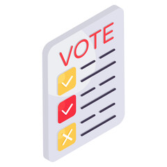 Editable design icon of vote paper 