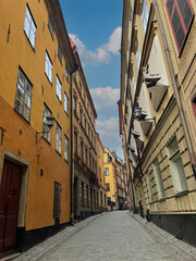 narrow street, stockholm, gamla stan, empty, summer