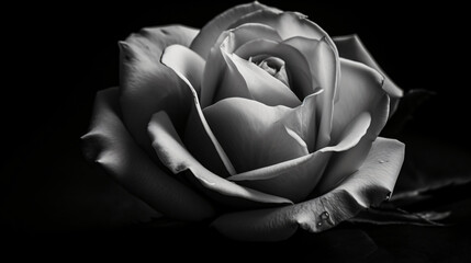 black and white image of a rose showcasing its elegance and simplicity