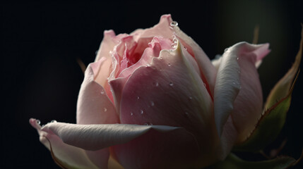 rose with morning dew glistening on its petals