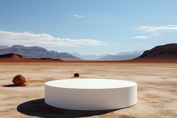 cylinder, podium in desert, mountains, sand, backdrop, backgrounds,