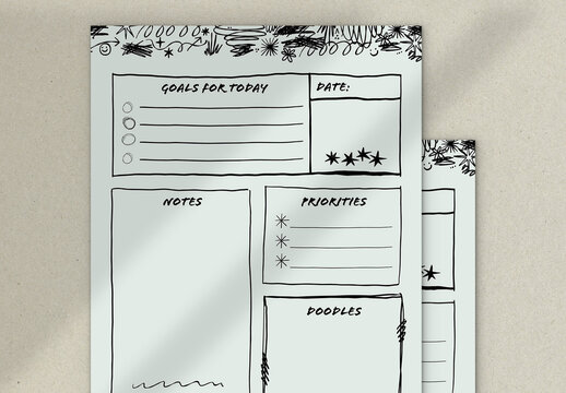 Daily Planner with Doodle Elements