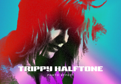 Trippy Halftone Photo Effect Mockup