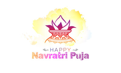 Navaratri Kalash puja or Kalash sthapana concept. Indian Hindu festival ram navami celebration poster background.