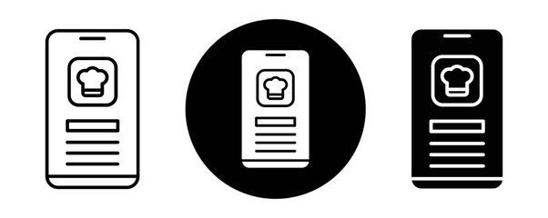 Cooking app outline icon collection or set. Cooking app Thin vector line art