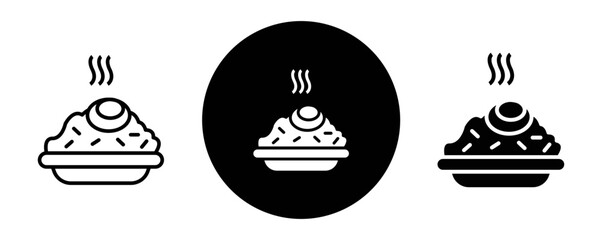 Fried Rice outline icon collection or set. Fried Rice Thin vector line art