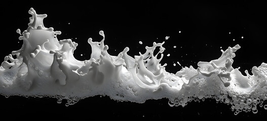 a white foamy substance is displayed on a black backg